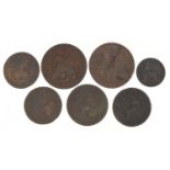 George I and later British copper coinage including pennies and 1823 farthing