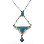Charles Horner, Art Nouveau silver and enamel necklace, Chester 1909, 38cm in length, 8.0g