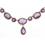 19th century unmarked gold amethyst necklace, 40cm in length, 13.5g