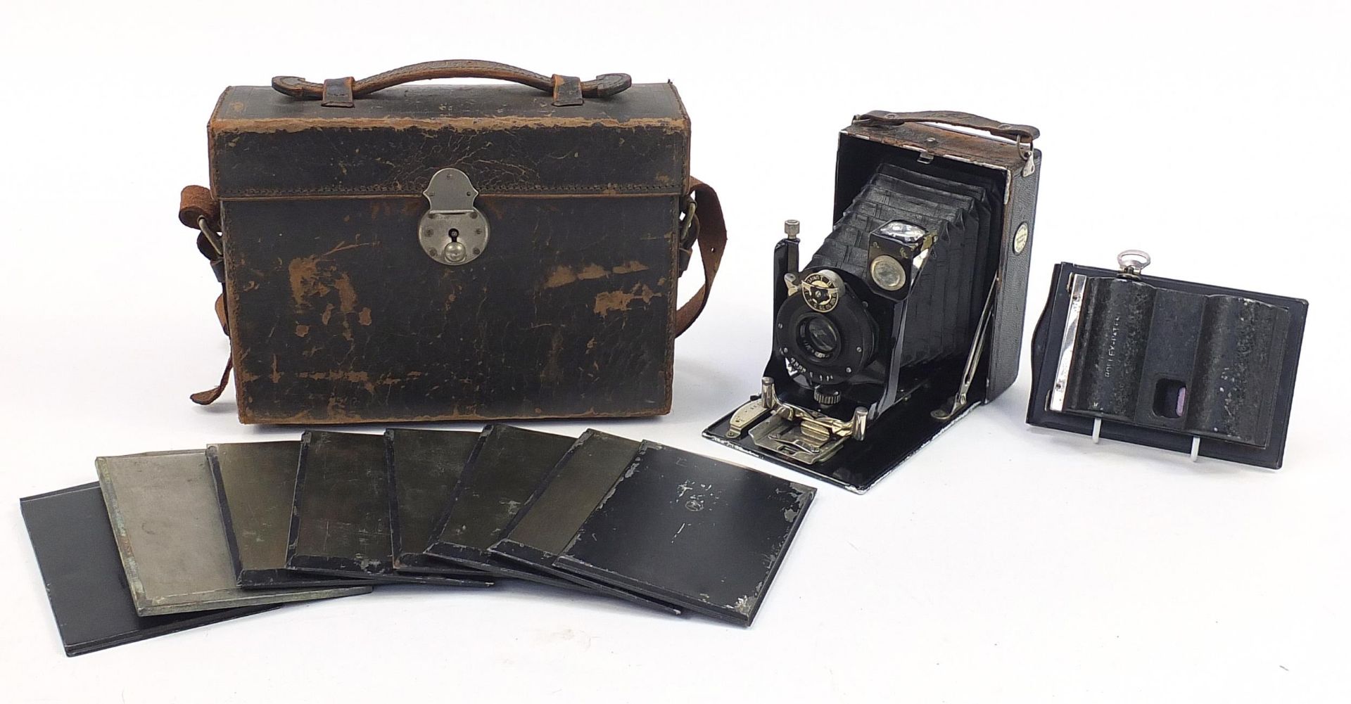Early 20th century Thornton Pickard Imperial pocket plate camera with leather case
