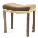 George VI limed oak coronation stool, impressed marks to the underside, 49cm H x 47.5cm W x 32cm D