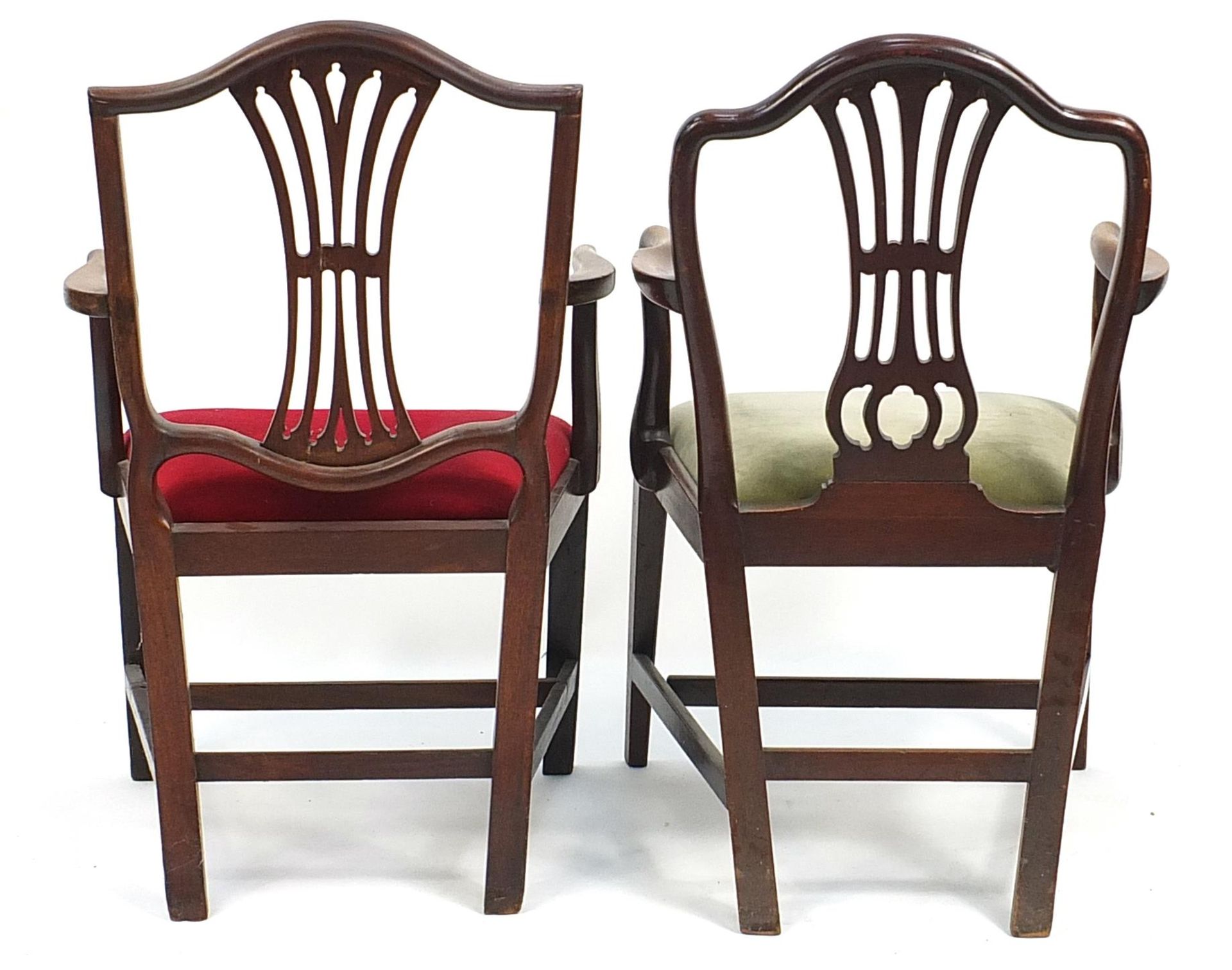 Two Victorian mahogany carver chairs with drop in seats, the largest 95cm high - Image 2 of 2