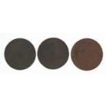 Three 18th century tokens including Francis Shackleton London