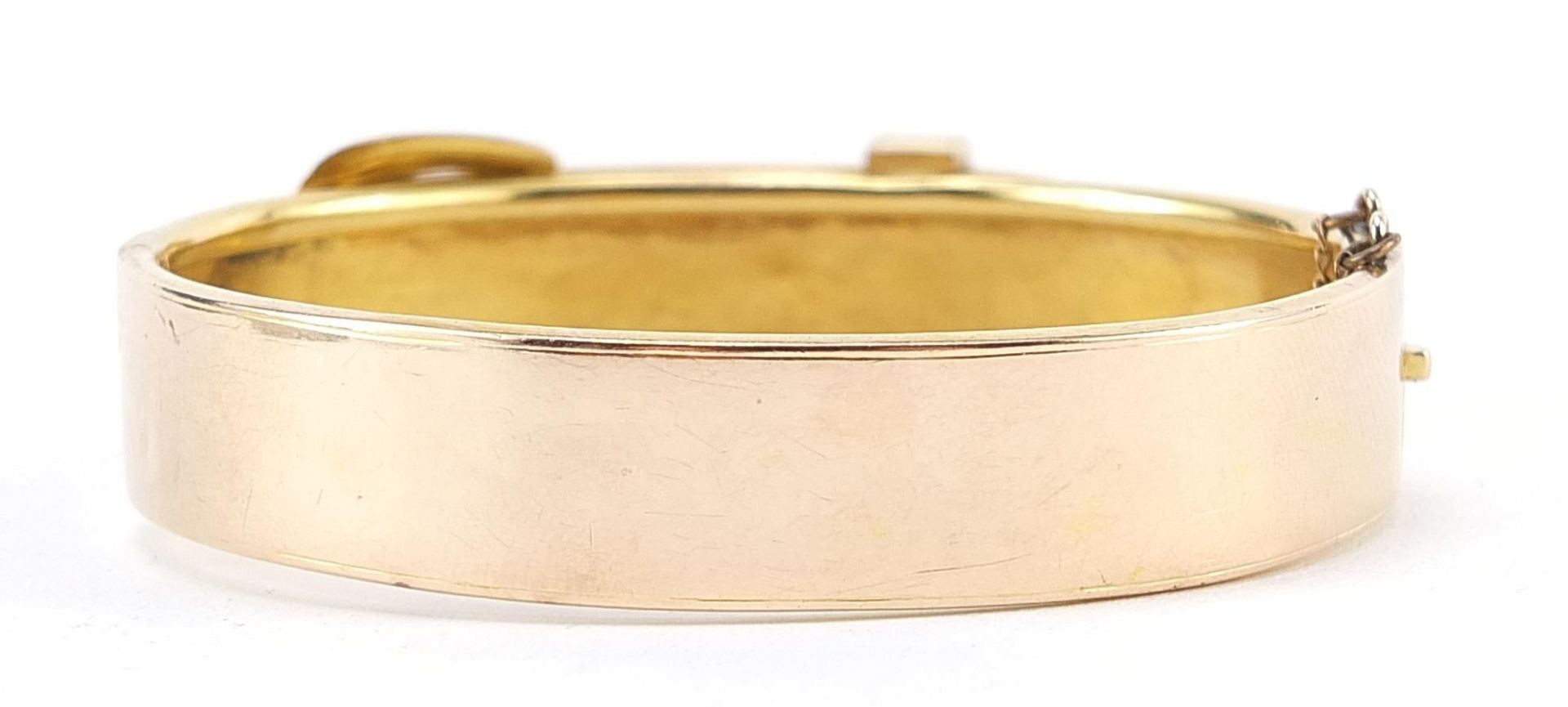 18ct gold belt buckle design bangle set with clear stones, 6cm wide, 16.5g - Bild 2 aus 3