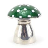 Mexican silver and enamel toadstool caster, 4.8cm high, 36.0g