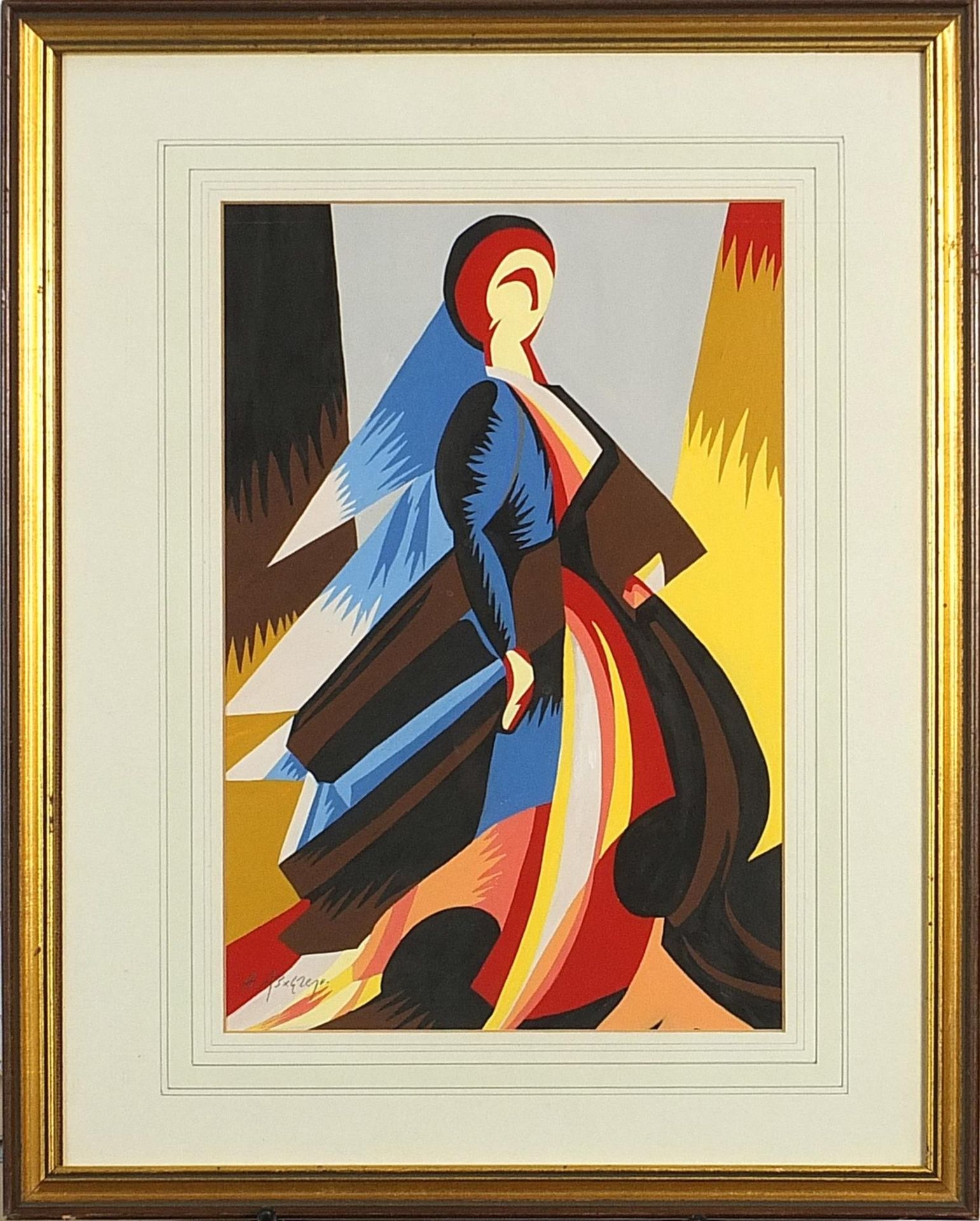 Theatre costume design, Russian school gouache on paper, mounted, framed and glazed, 35cm x 23.5cm - Image 2 of 4
