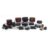 Vintage and later cameras, lenses and accessories including Olympus, Praktica, Konica and Fed