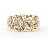 9ct gold diamond cluster ring, size N, 2.5g