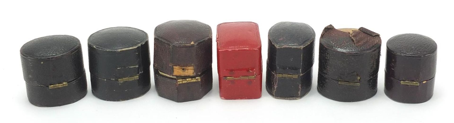 Seven Georgian and later leather ring boxes including Botly & Lewis - Image 2 of 3