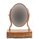 Edwardian mahogany toilet mirror with three drawers to the base, 58cm high x 43cm wide