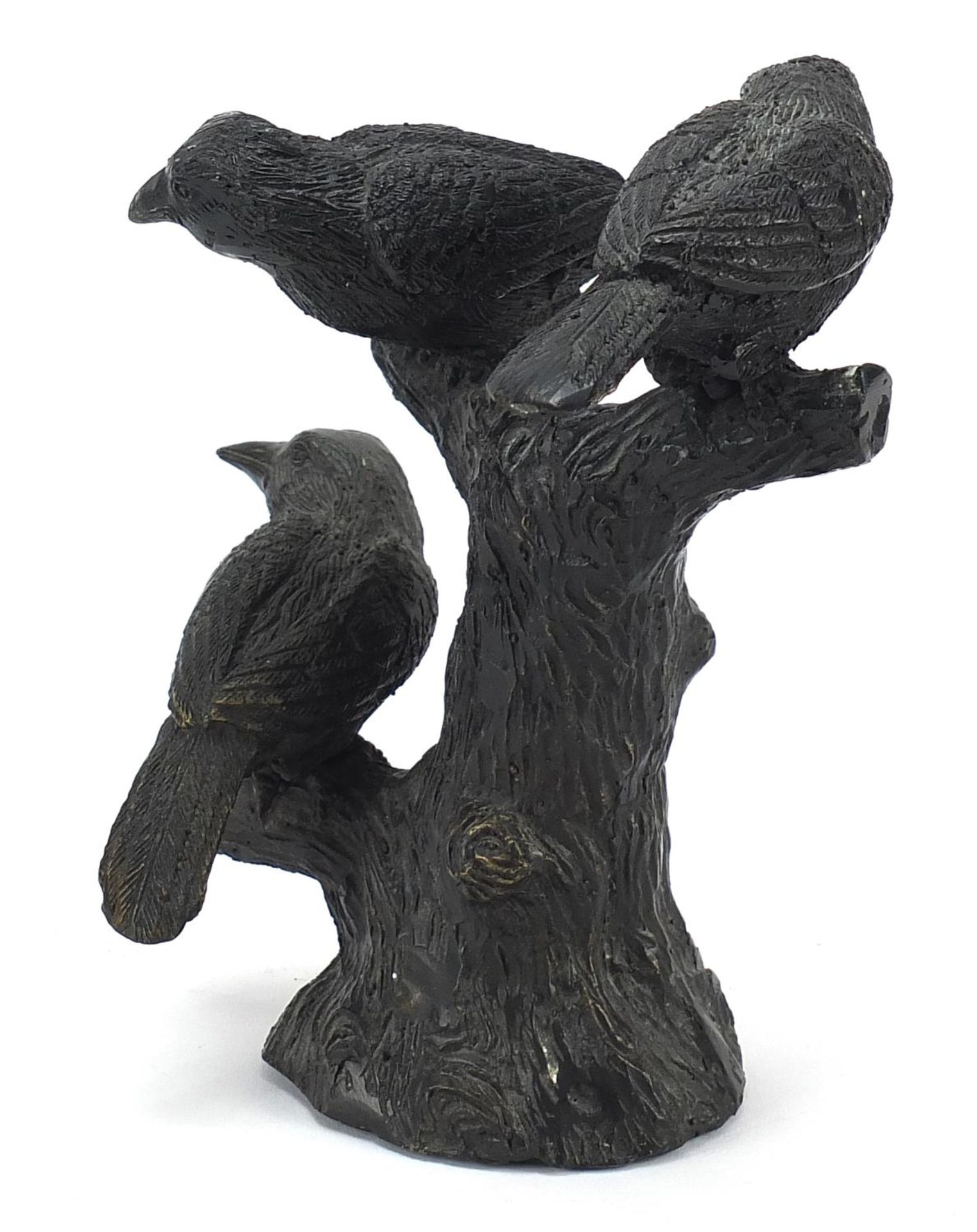 Patinated bronze group of three birds, signed Barrie, 19.5cm high - Image 3 of 4