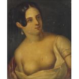 Portrait of a semi nude female, early 19th century oil on metal panel, framed, 12.5cm x 10cm