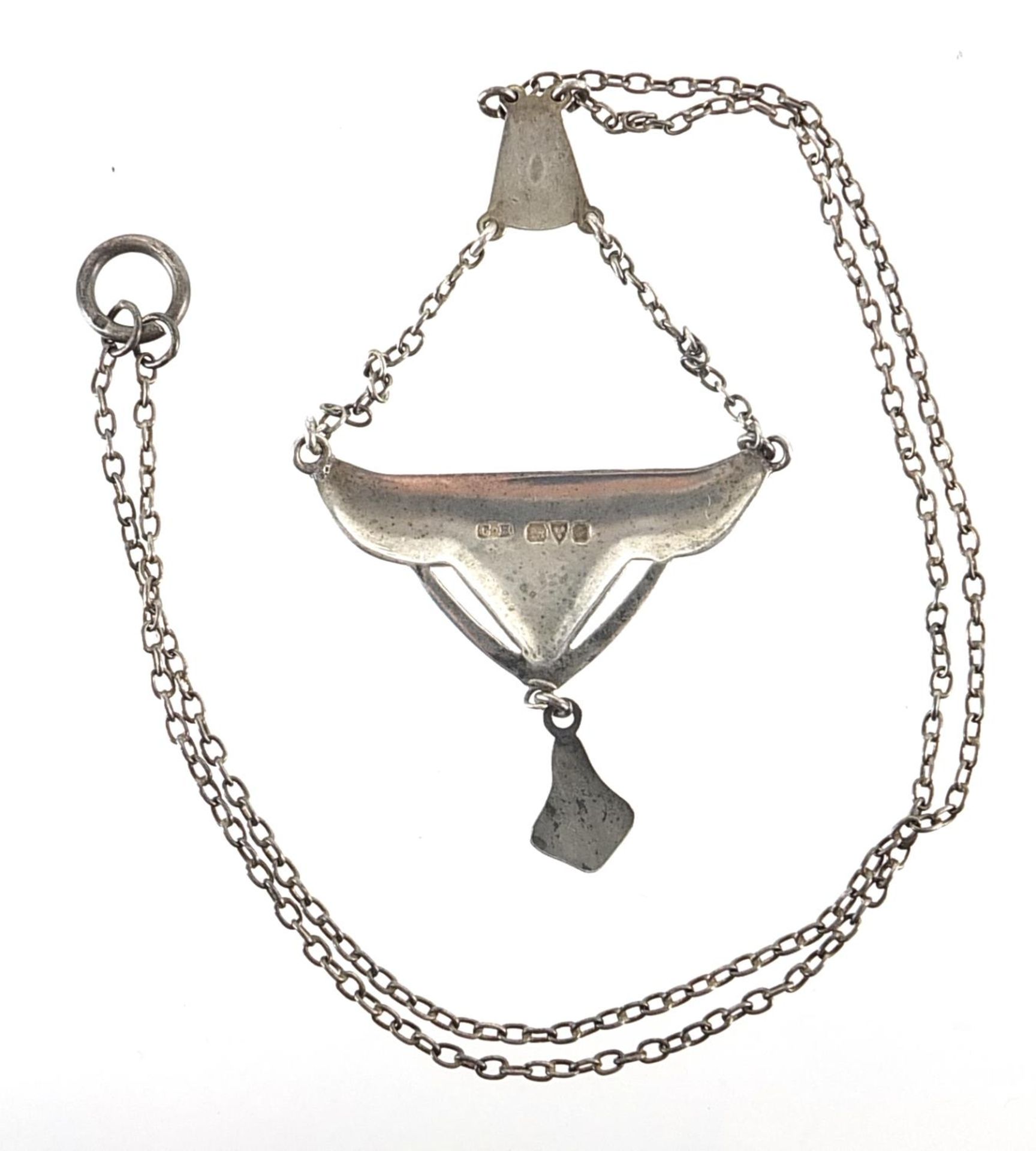 Charles Horner, Art Nouveau silver and enamel necklace, Chester 1909, 38cm in length, 8.0g - Bild 3 aus 4