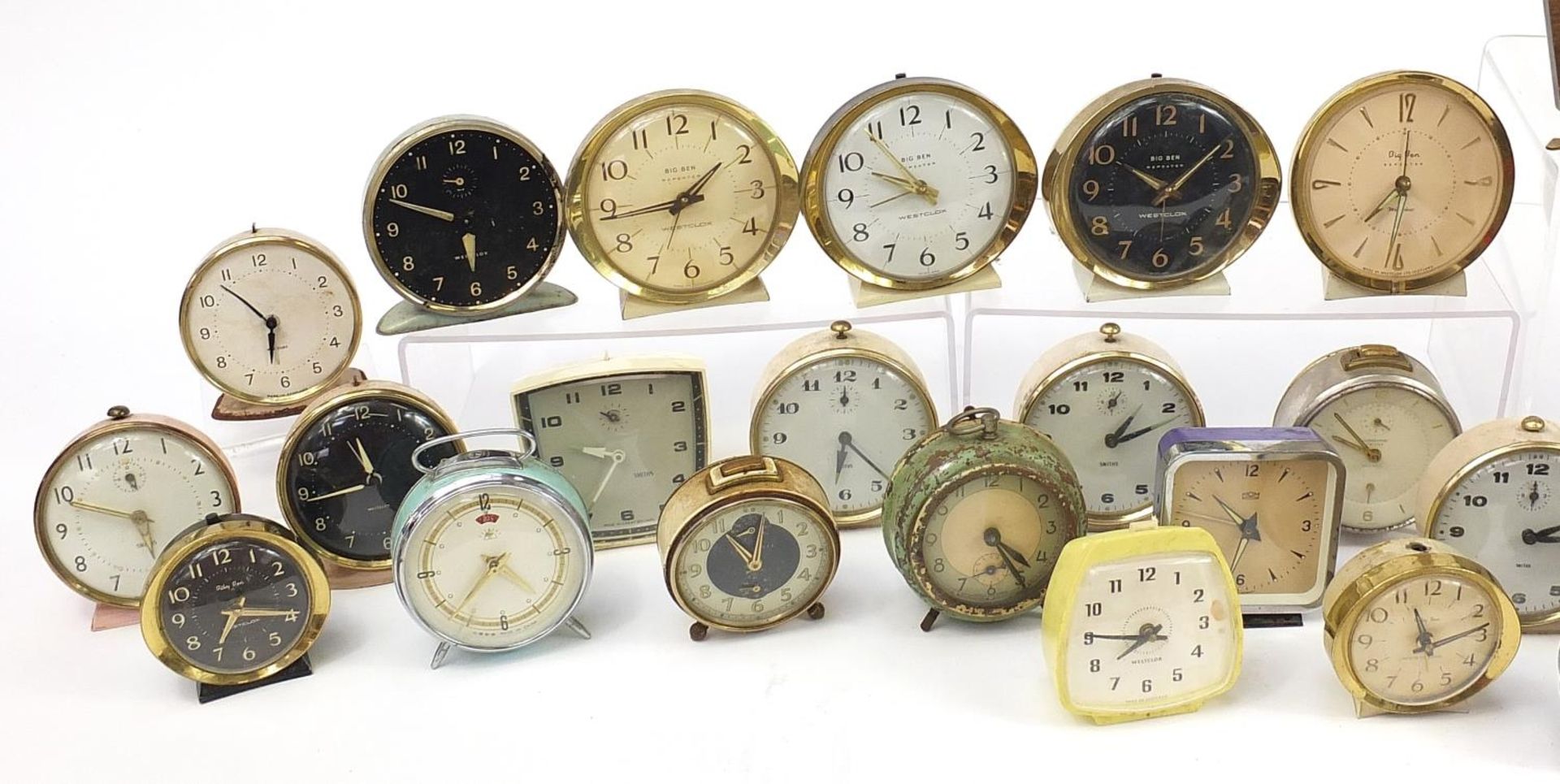 Collection of vintage alarm clocks including Junghans Kienzle, Westclox Big Ben Repeater, Smith - Image 2 of 4