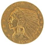 United States of America 1908 gold five dollars