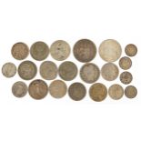 World coinage, some silver including United States of America 1895 1/4 dollar, 90.0g