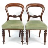 Pair of Victorian mahogany chairs with shell carved backs, 90cm high