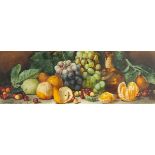 Arthur Dudley - Still life fruit and vessels, 19th century watercolour, mounted, framed and