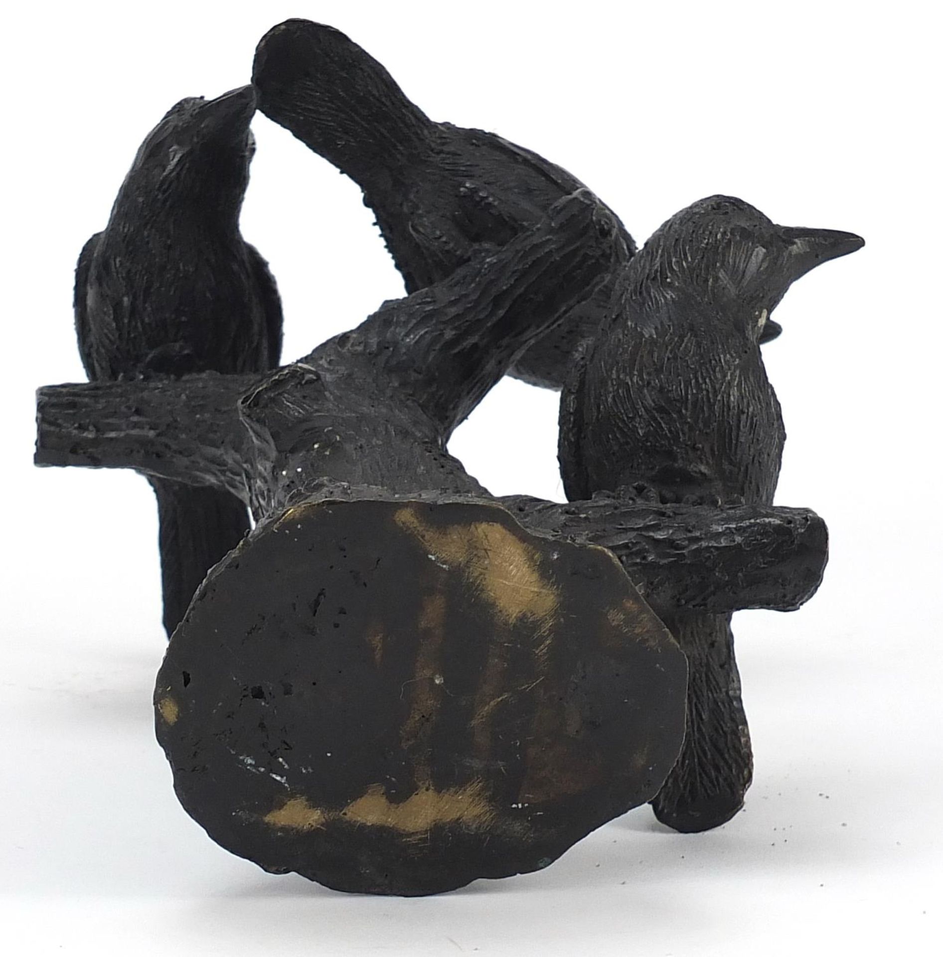 Patinated bronze group of three birds, signed Barrie, 19.5cm high - Image 4 of 4