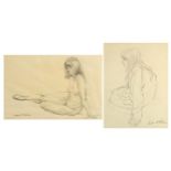 Charles F Robinson - Seated girl and nude female, two signed pencil drawings, each inscribed Cookham