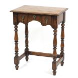 Oak side table with three drawers, 70cm H x 55.5cm W x 40cm D