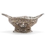 Levi & Salaman, Victorian silver bonbon dish, pierced and embossed with face masks and flowers, 16.