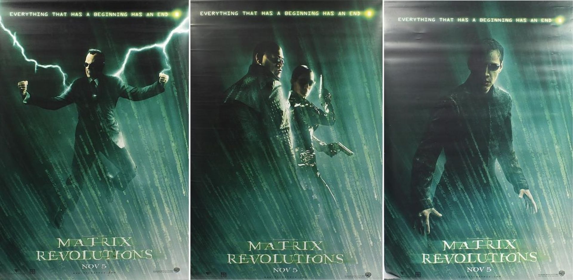 Three Matrix film banners, 185cm x 122cm