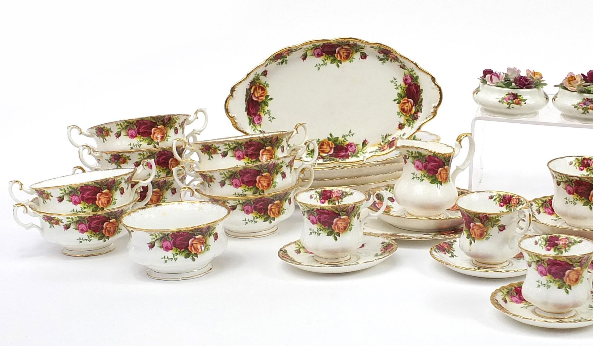 Royal Albert Old Country Roses dinner and teaware including dinner plates, soup cups and trios, - Image 2 of 5