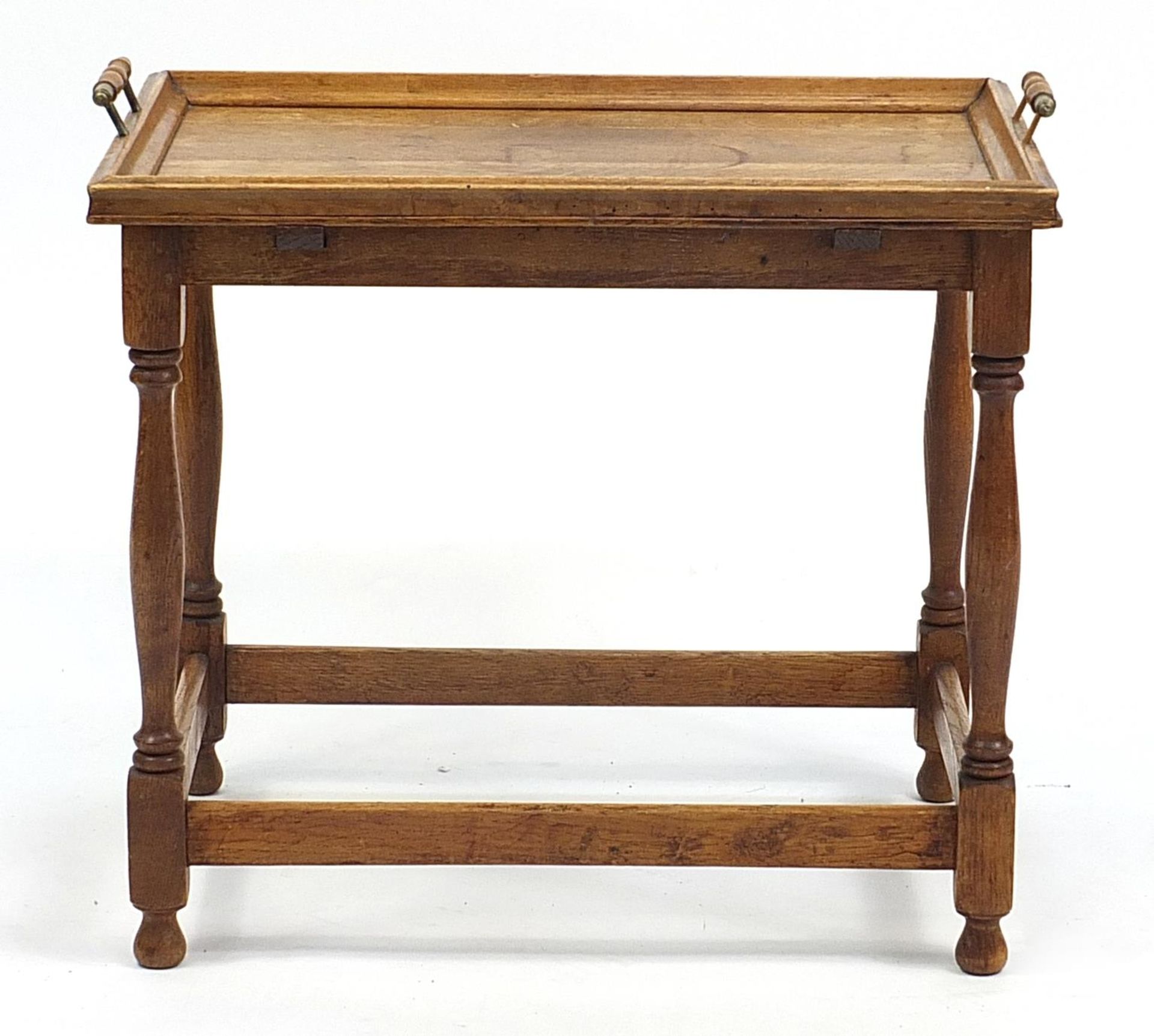 Oak tray table, 48cm H x 53cm W x 38cm D - Image 3 of 3