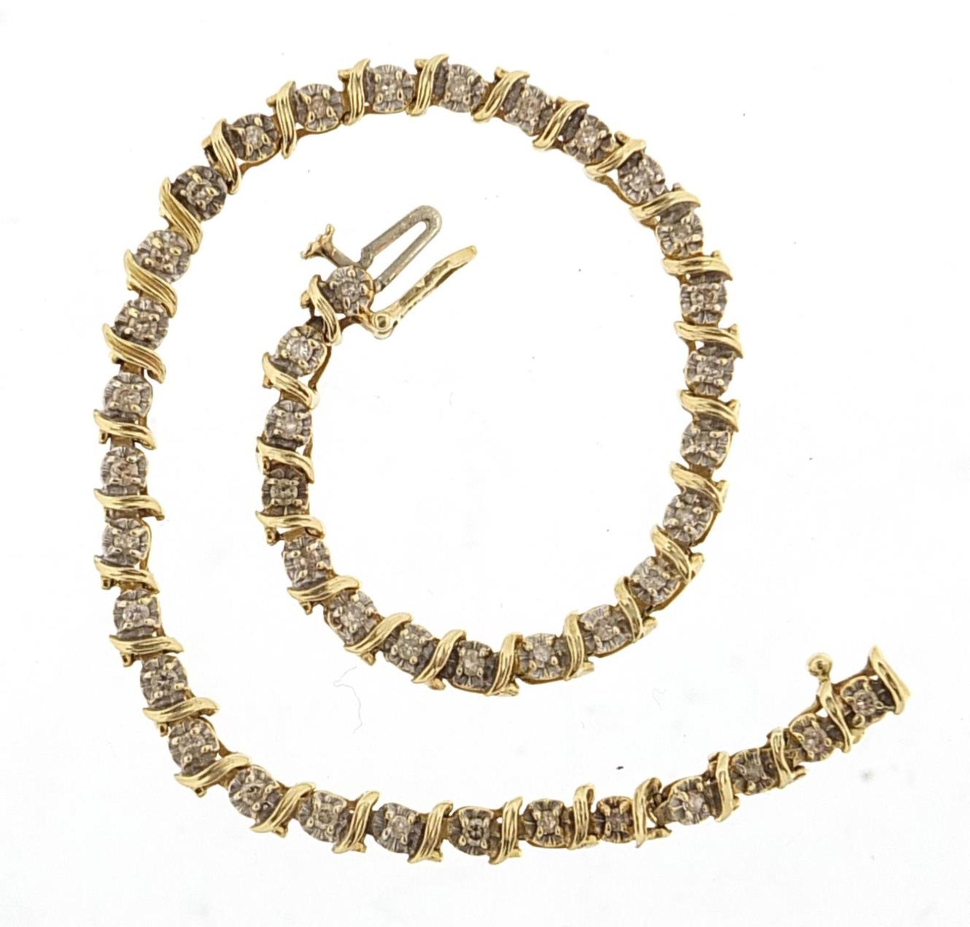 14ct gold diamond bracelet, 20cm in length, 7.5g - Bild 2 aus 3