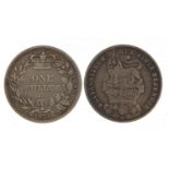 Two British silver shillings comprising George IV 1826 and William IV 1835