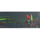 George Richard Deakins - Boats on water, 1960s oil on board, details and Nocturne label verso,