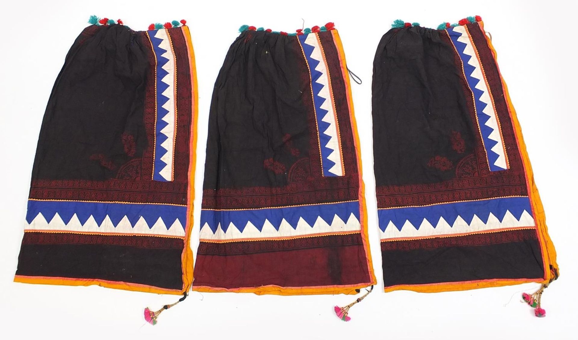 Three Middle Eastern or Indian textiles, possibly cloaks, each approximately 95cm high - Image 6 of 6