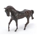 Chinese patinated bronze horse, 26cm in length