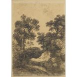 George Frost - Pastoral landscape, late 18th/early 19th century chalk, Abbott & Holder label