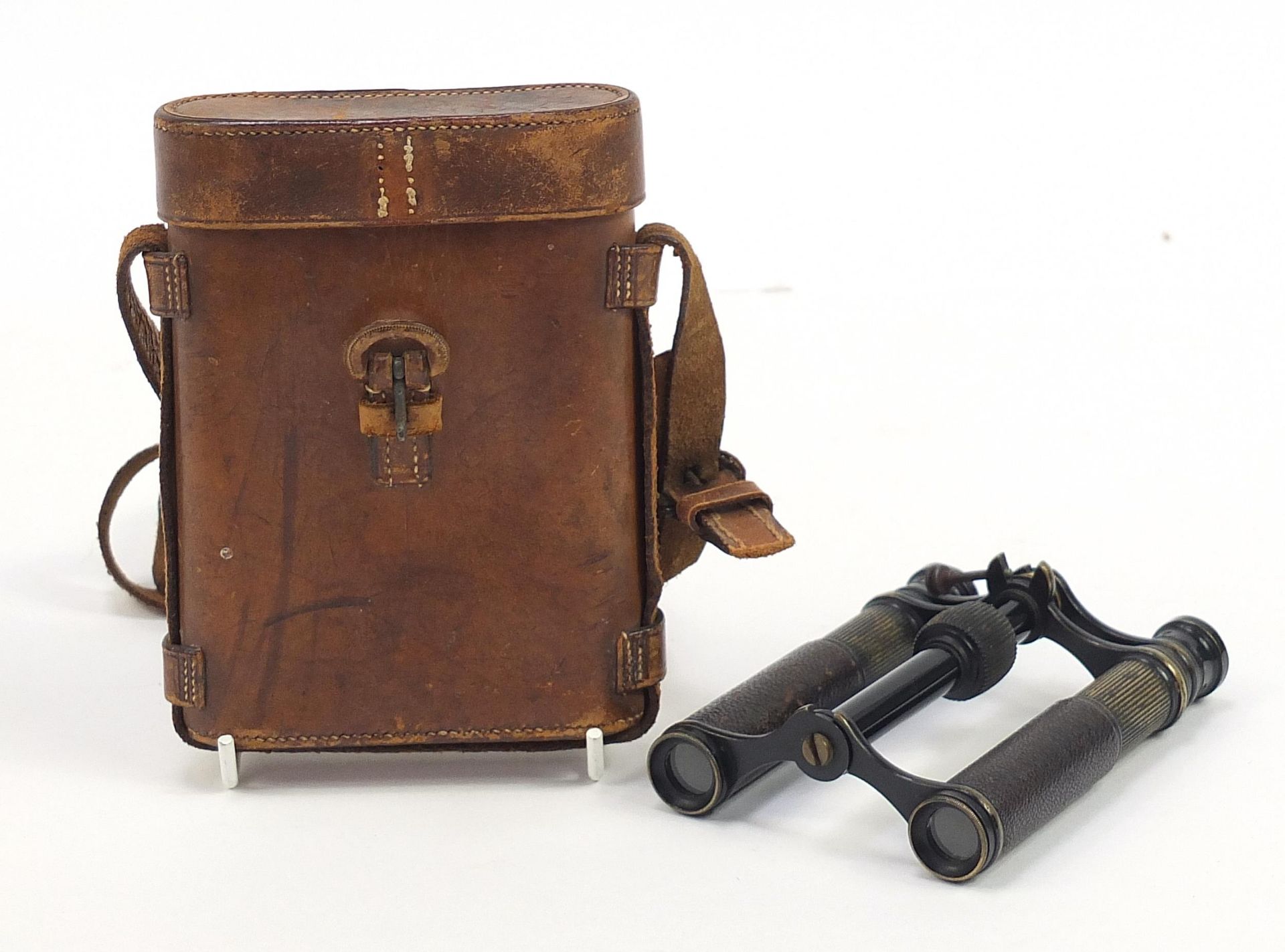 Ross of London, pair of military interest field binoculars with leather case - Image 2 of 4