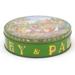 Vintage Huntley & Palmers Naughty biscuit tin, 20.5cm in diameter