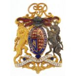 9ct gold and enamel Royal George Lodge masonic jewel number 3539 by Spencer London, 5cm high, 23.0g