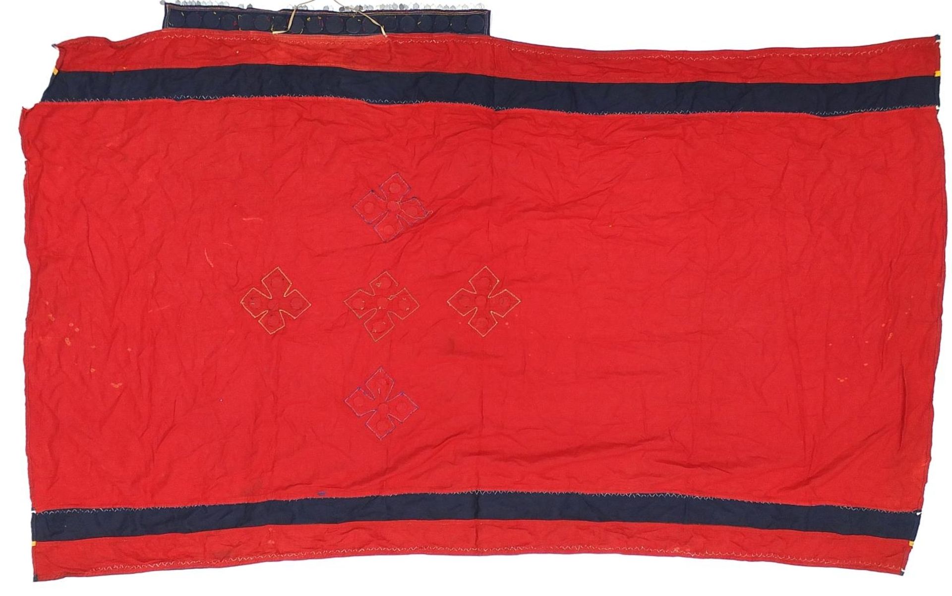 Two large Middle Eastern or Indian mirrored textiles, possibly cloaks or shawls, approximately 185cm - Image 3 of 6