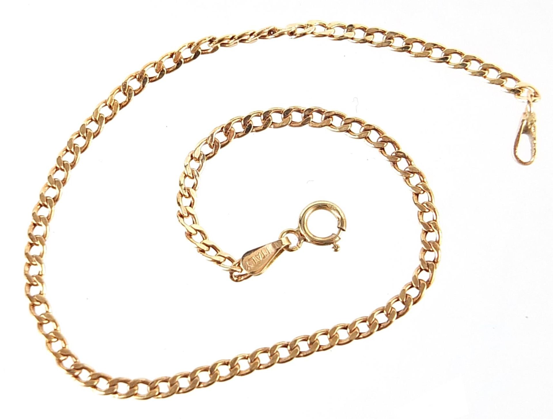 9ct gold curb link bracelet, 18cm in length, 1.0g - Image 3 of 3