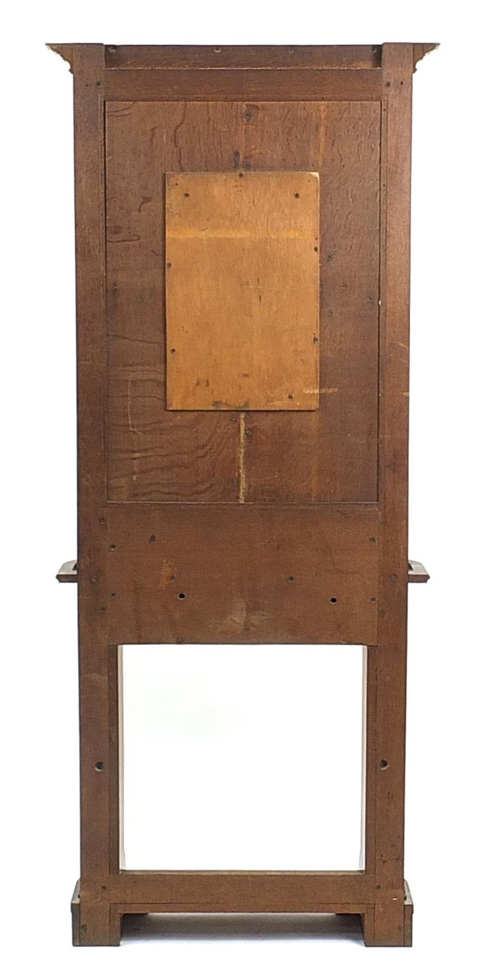 Oak hall stand with mirrored back and brass hooks, 198cm H x 84cm W x 23cm D - Image 2 of 2