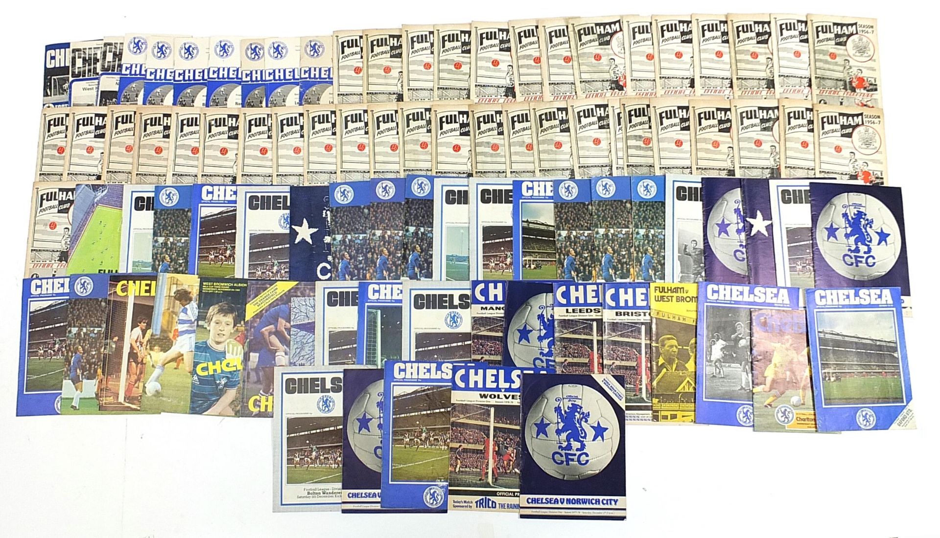 Collection of 1950s and later Chelsea and Fulham Football Club football programmes