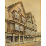G M Coulson - Street scene with Tudor buildings, early 20th century watercolour, signed and dated