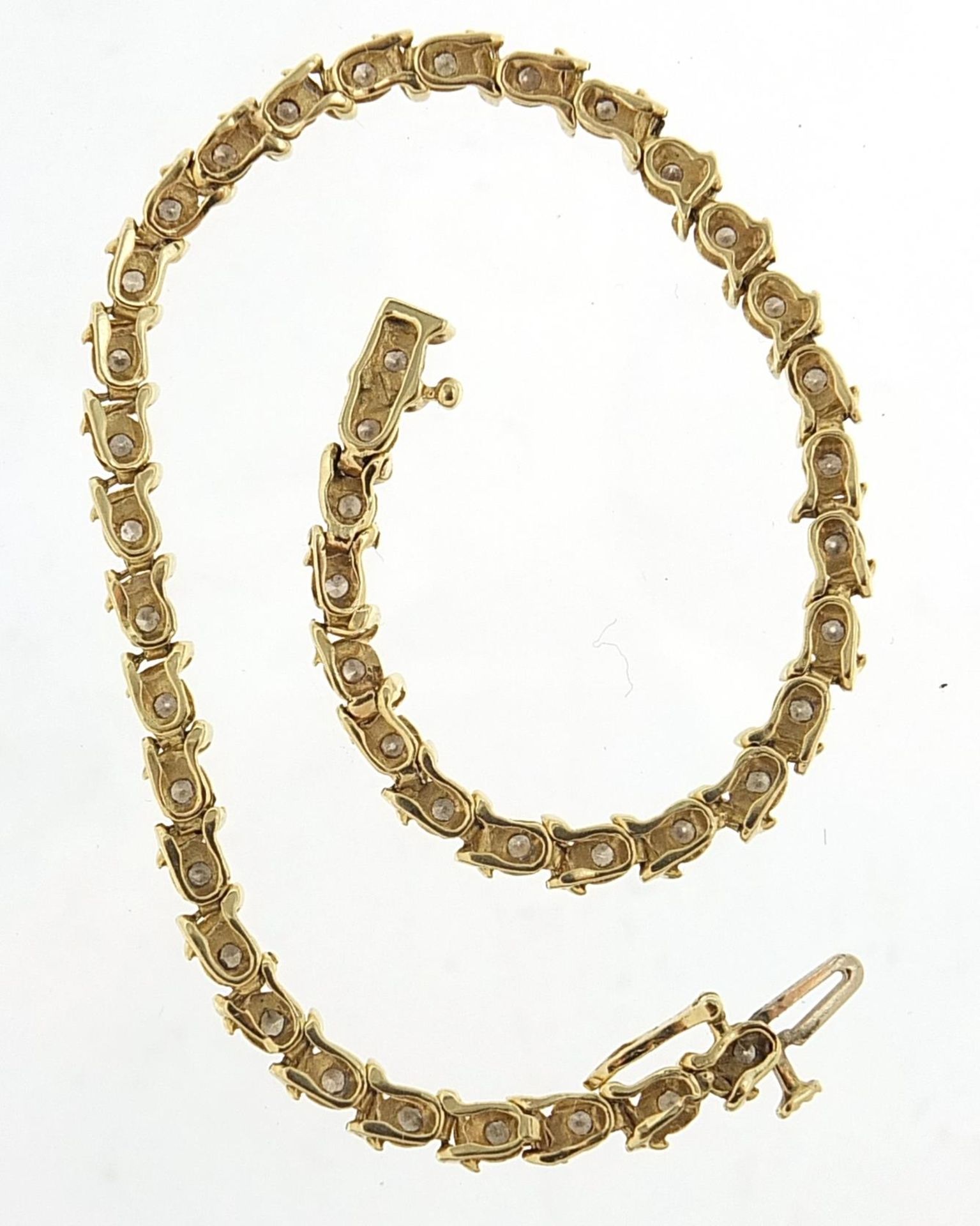14ct gold diamond bracelet, 20cm in length, 7.5g - Bild 3 aus 3