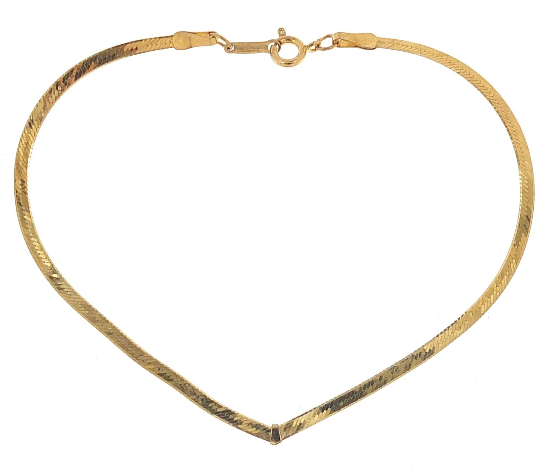 9ct gold herringbone link bracelet, 18cm in length, 0.9g - Image 2 of 5