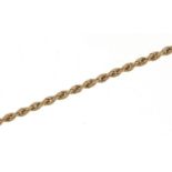 9ct gold rope twist bracelet, 19cm in length, 1.0g