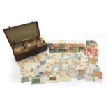 Extensive collection of world stamps and postal history arranged in a vintage suitcase, 65cm wide