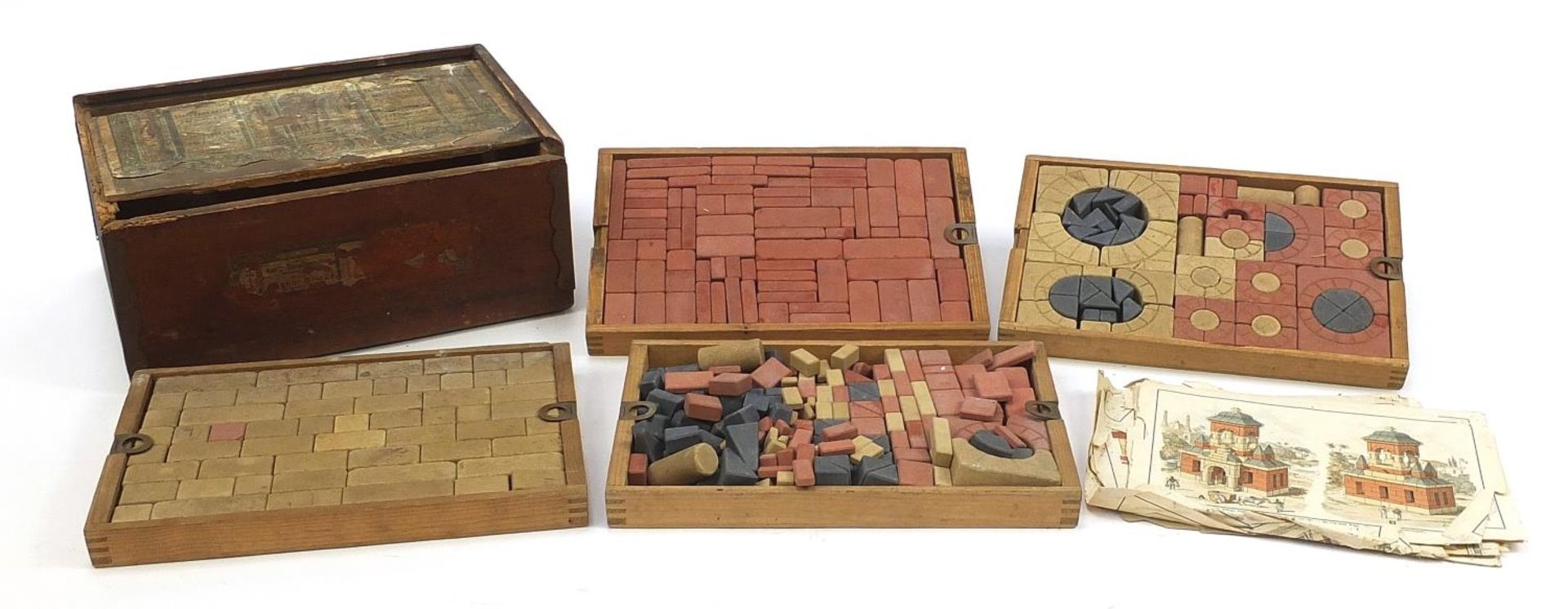 Set of German Richter stone architectural blocks with wooden case, the case 16.5cm H x 36cm W x 25cm - Image 2 of 4