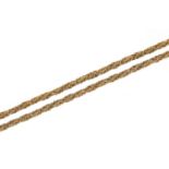 9ct gold rope twist necklace, 36cm in length, 2.9g