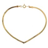 9ct gold herringbone link bracelet, 18cm in length, 0.9g
